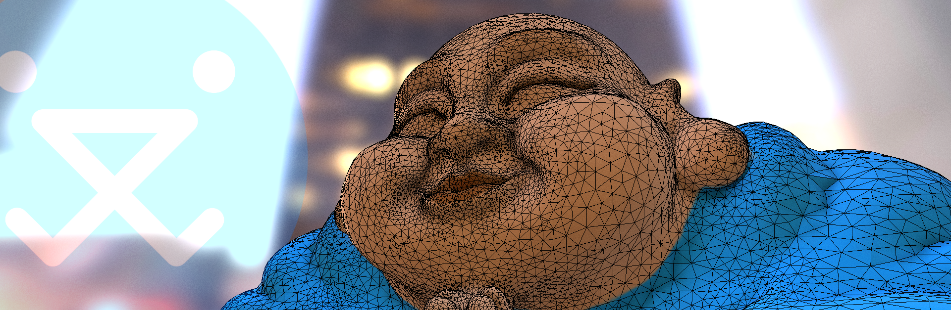 3D szkennelt Buddha-szobor háromszöghálós modellje